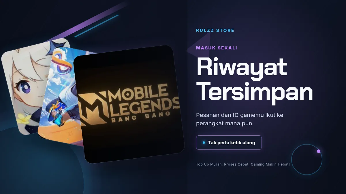 Riwayat pesanan dan ID game tersimpan di akun