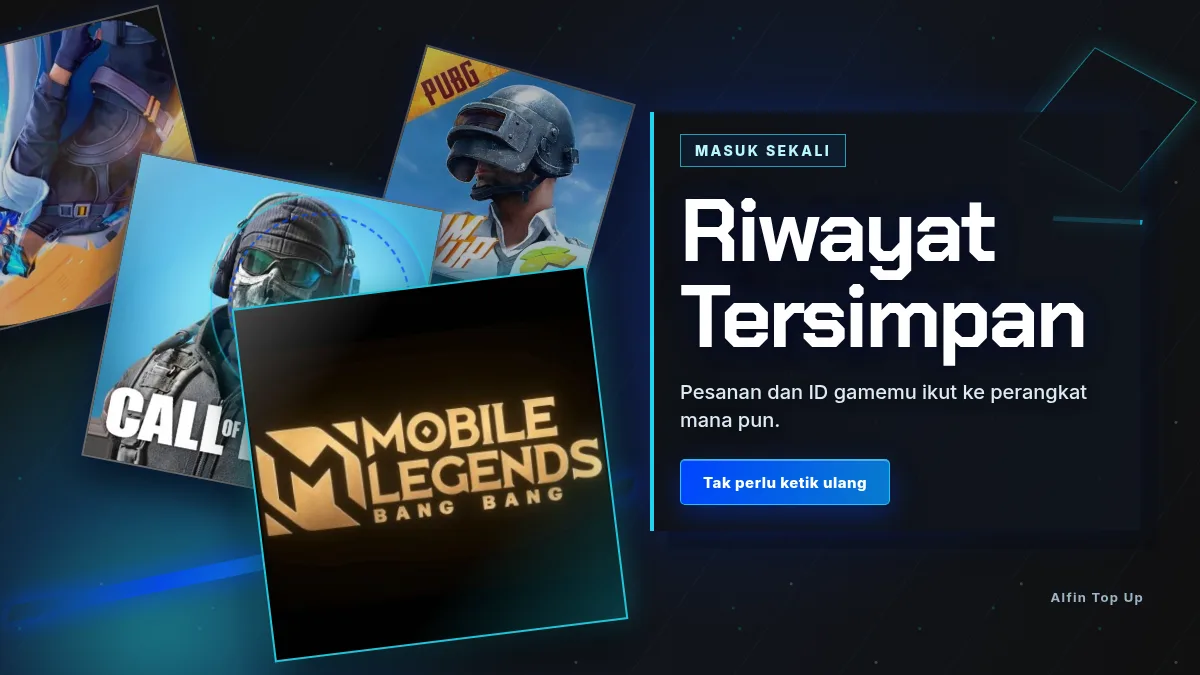 Riwayat pesanan dan ID game tersimpan di akun