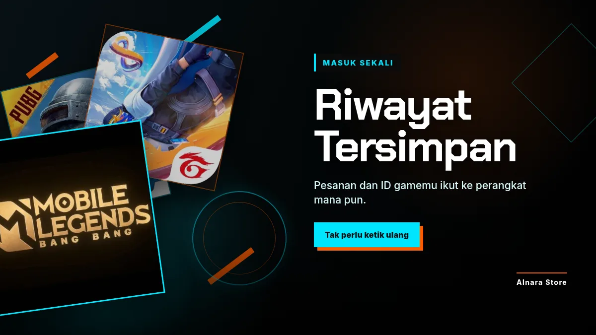 Riwayat pesanan dan ID game tersimpan di akun