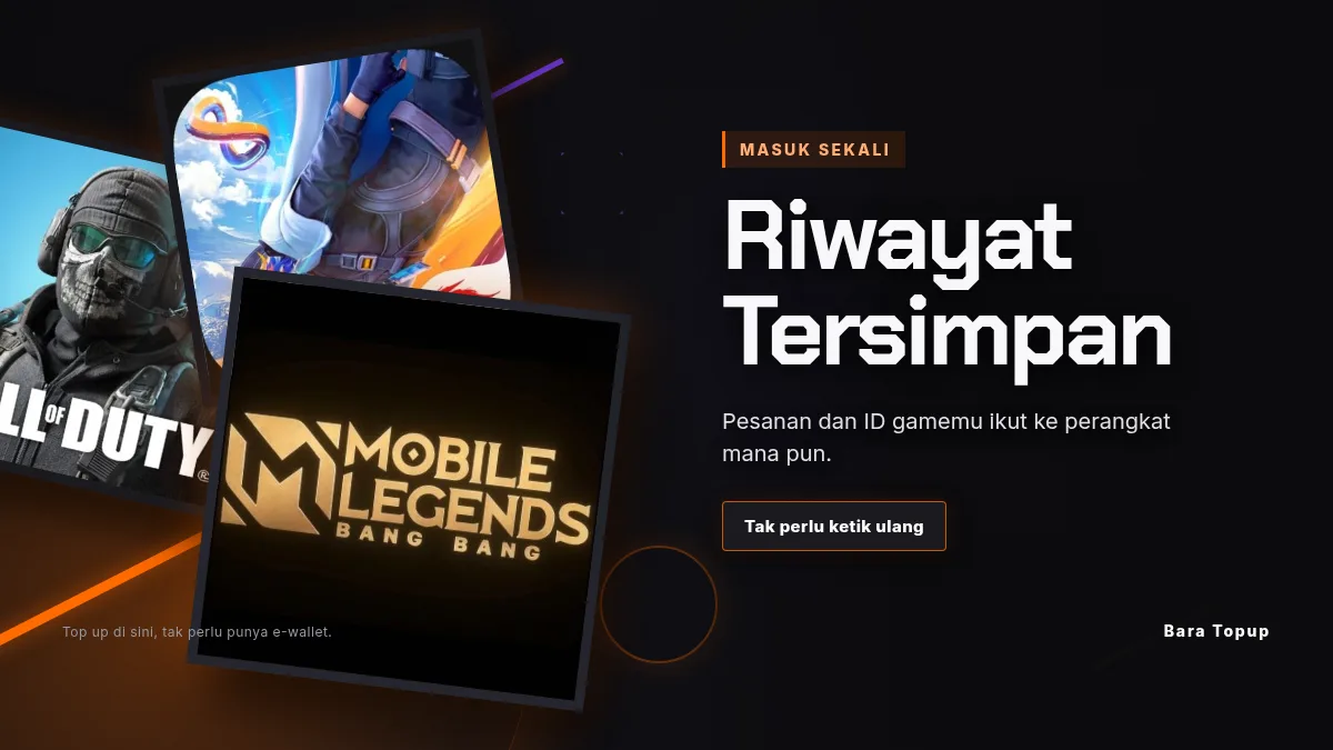 Riwayat pesanan dan ID game tersimpan di akun