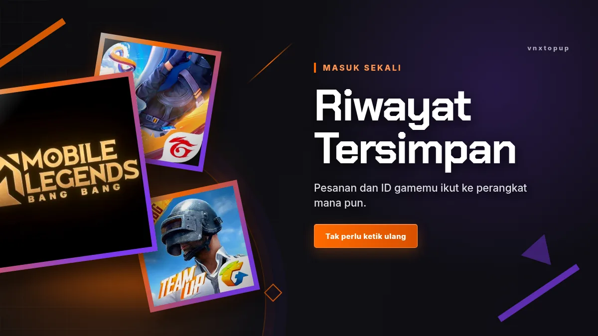 Riwayat pesanan dan ID game tersimpan di akun