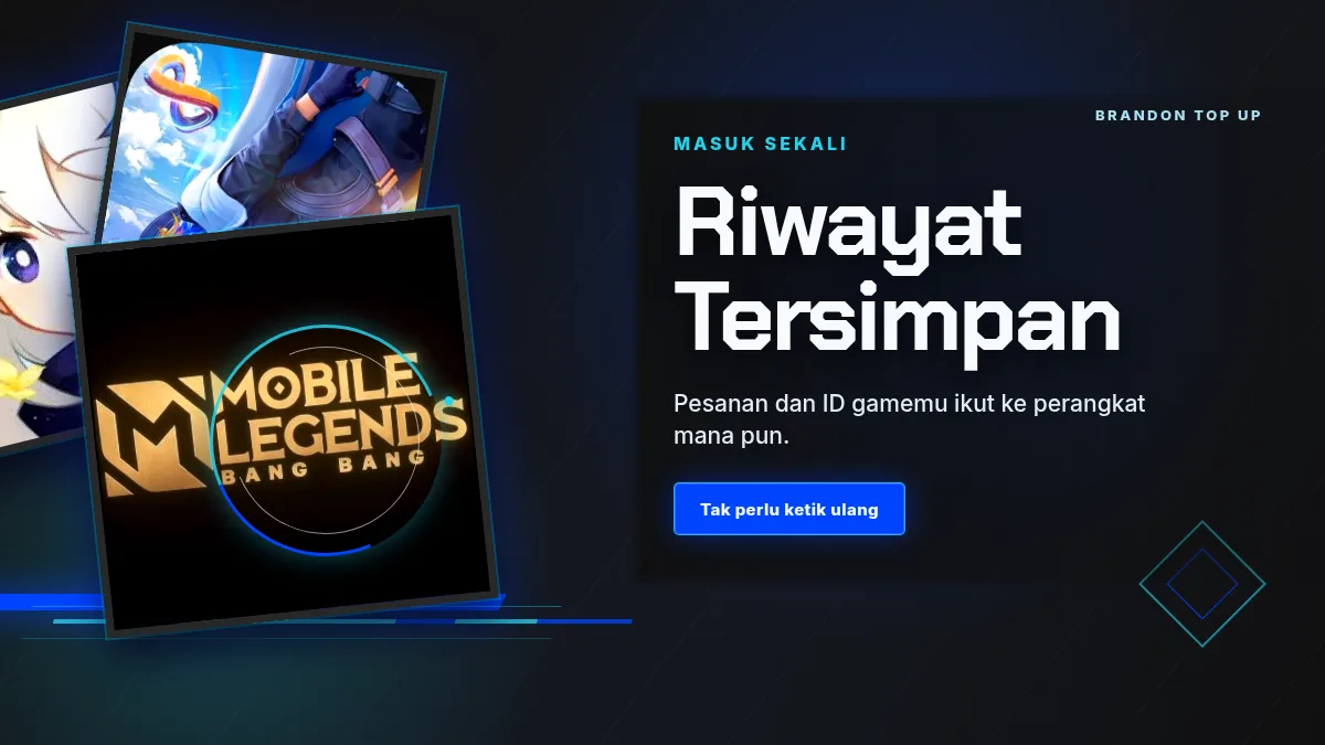 Riwayat pesanan dan ID game tersimpan di akun