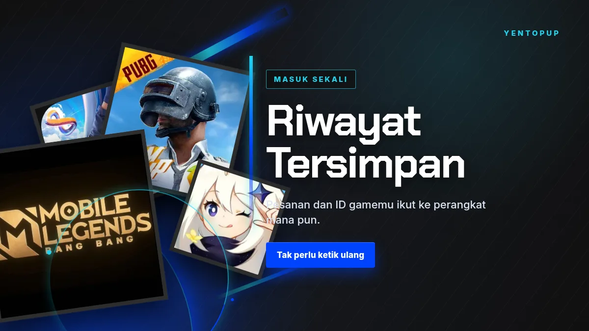 Riwayat pesanan dan ID game tersimpan di akun