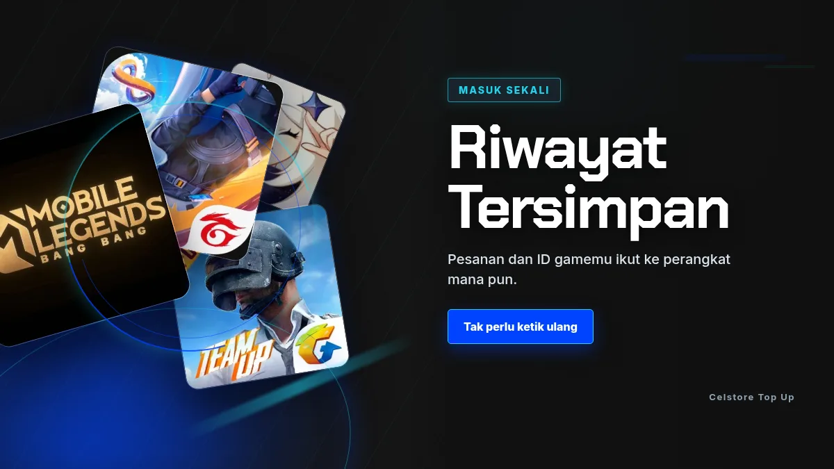 Riwayat pesanan dan ID game tersimpan di akun