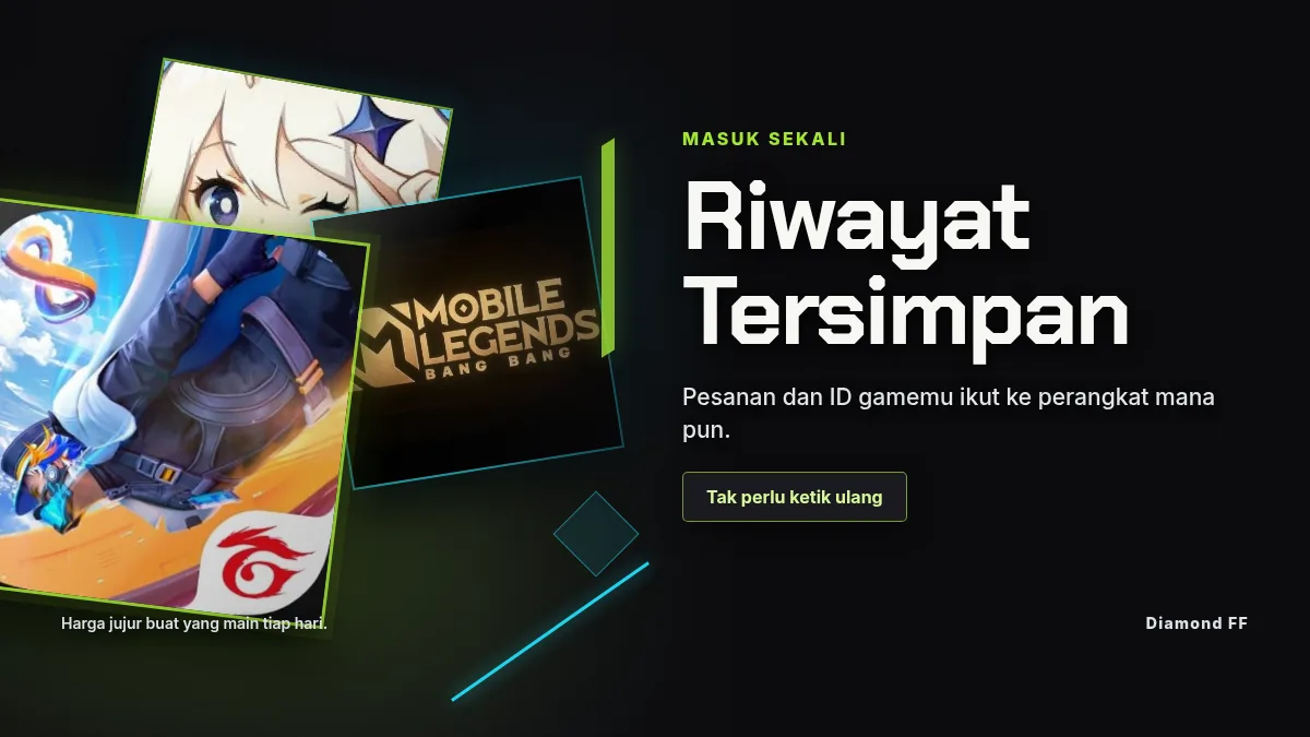 Riwayat pesanan dan ID game tersimpan di akun