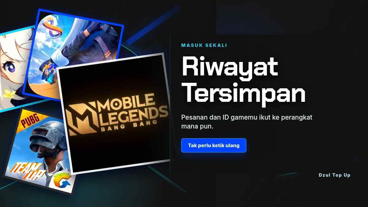 Riwayat pesanan dan ID game tersimpan di akun