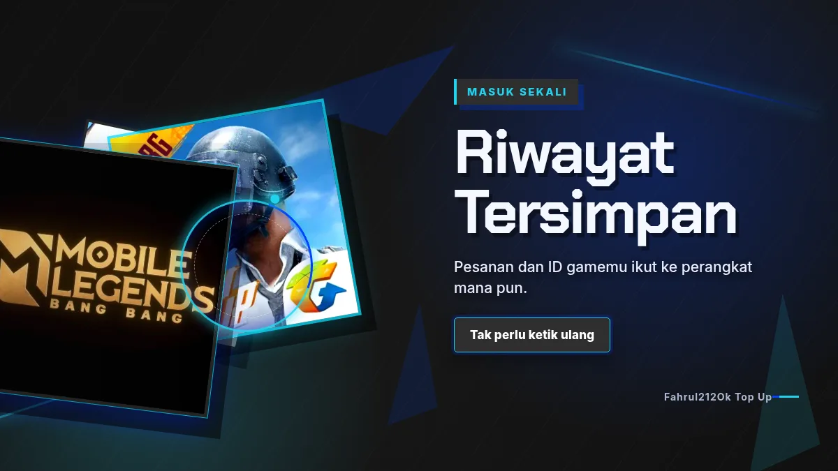 Riwayat pesanan dan ID game tersimpan di akun
