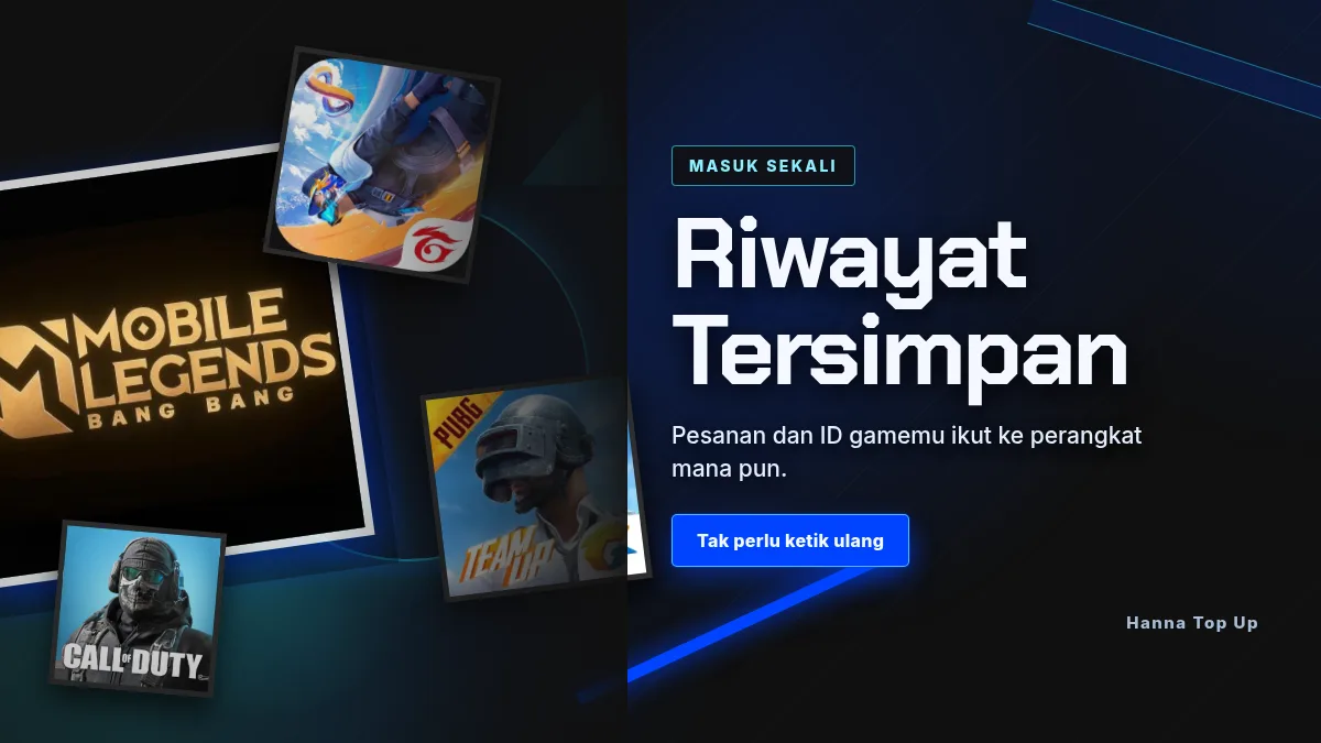 Riwayat pesanan dan ID game tersimpan di akun