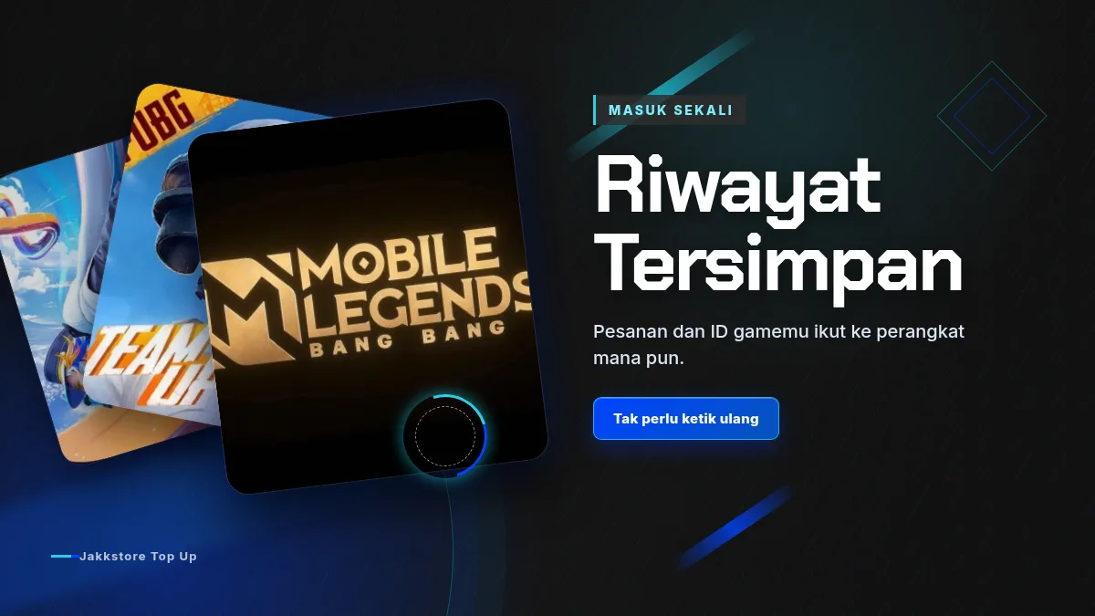 Riwayat pesanan dan ID game tersimpan di akun