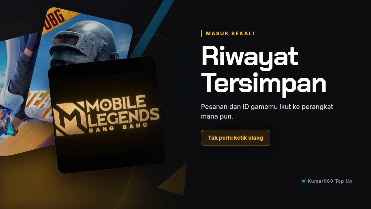 Riwayat pesanan dan ID game tersimpan di akun