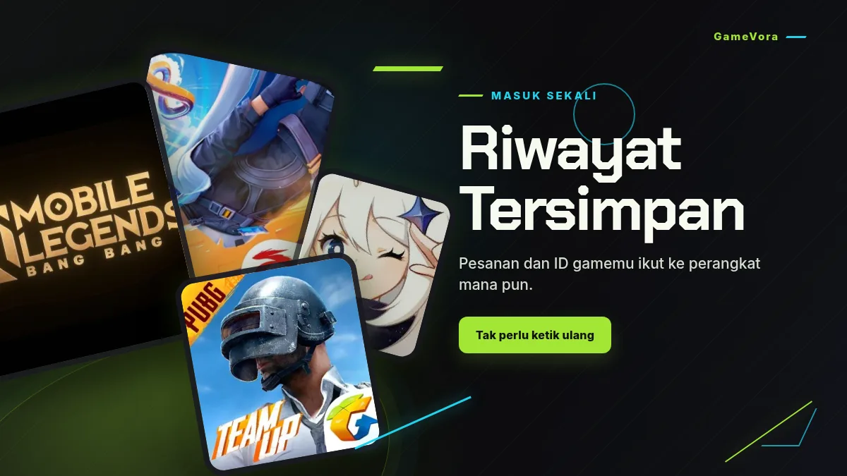 Riwayat pesanan dan ID game tersimpan di akun
