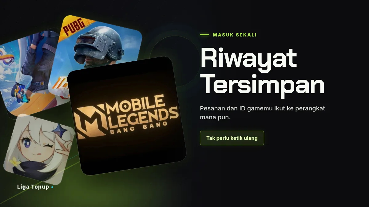 Riwayat pesanan dan ID game tersimpan di akun