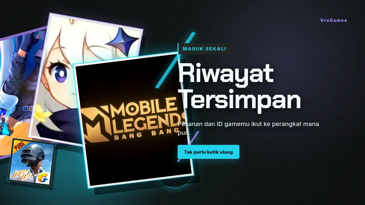 Riwayat pesanan dan ID game tersimpan di akun