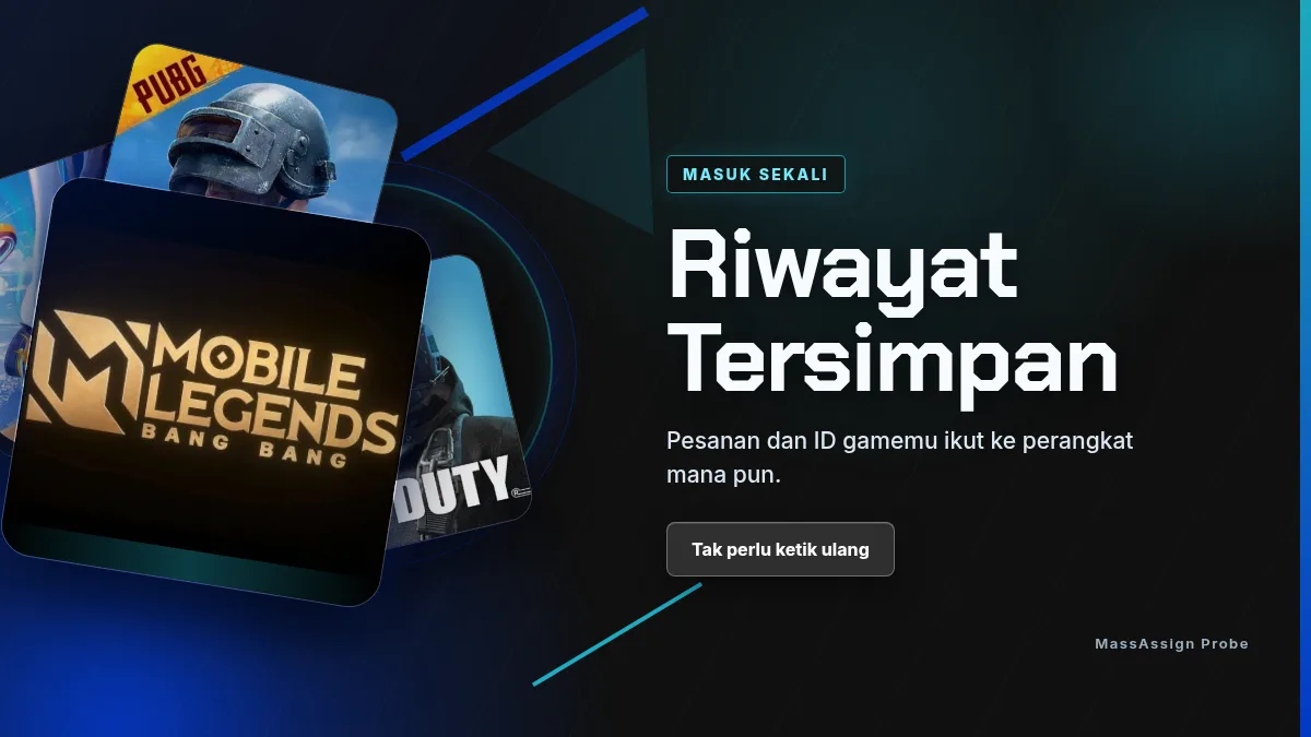 Riwayat pesanan dan ID game tersimpan di akun