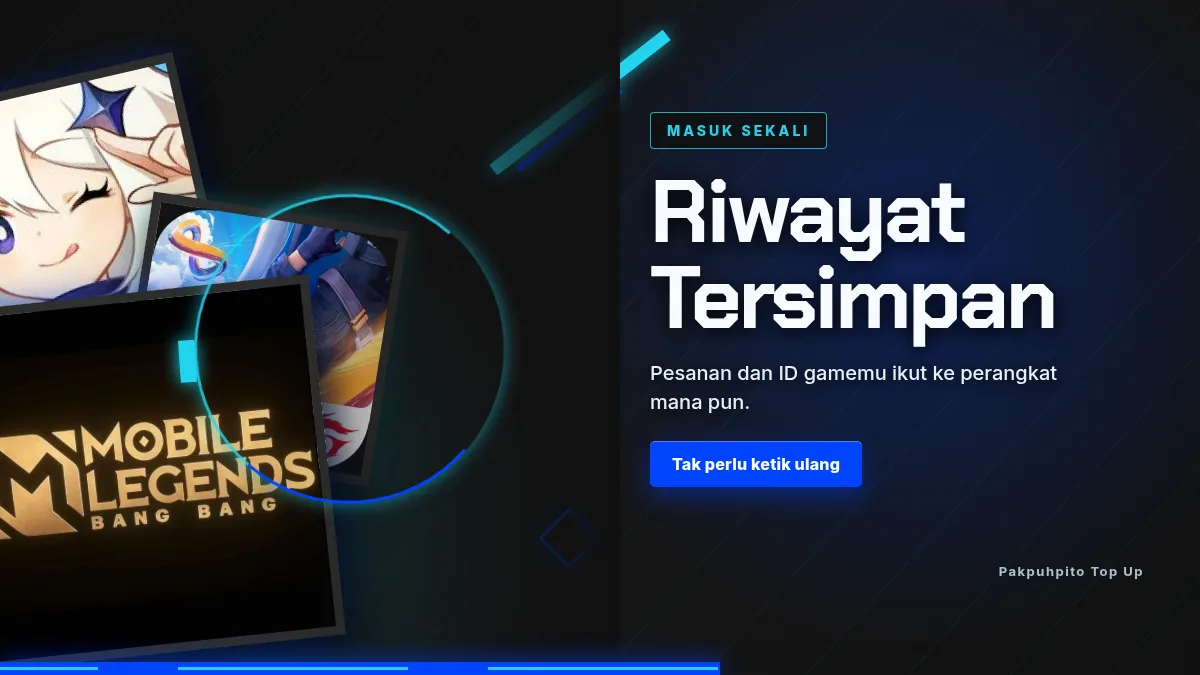 Riwayat pesanan dan ID game tersimpan di akun