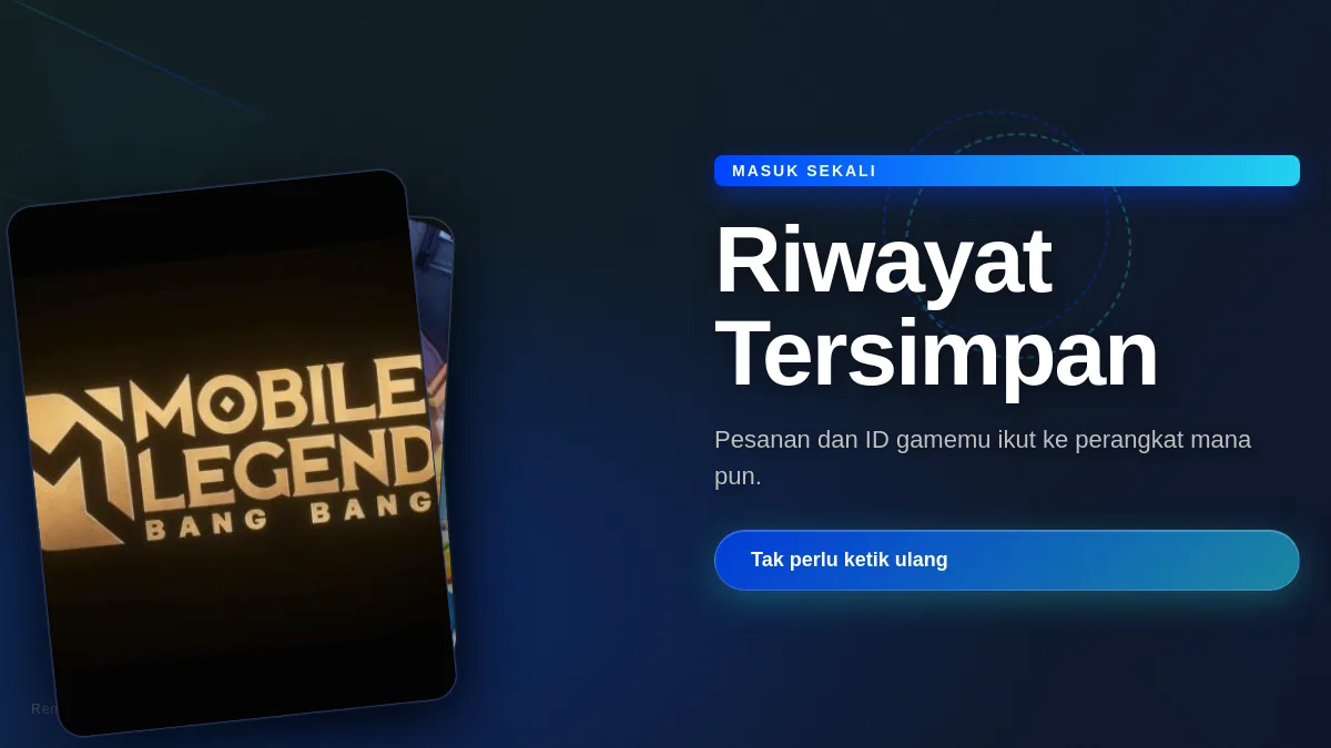 Riwayat pesanan dan ID game tersimpan di akun