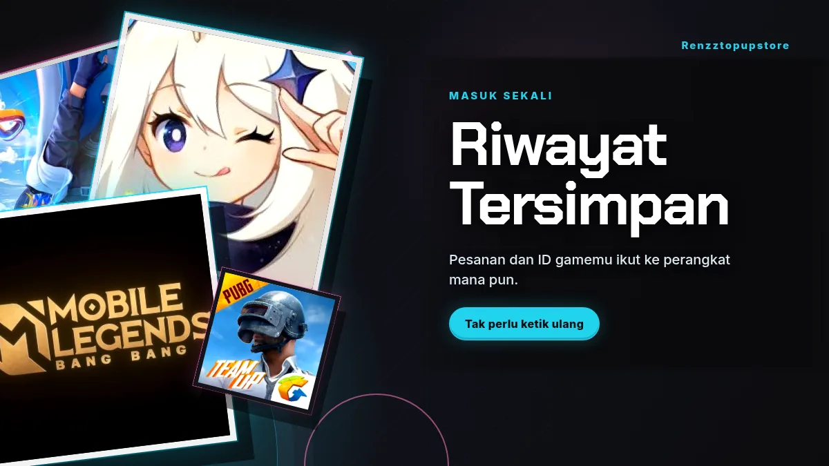 Riwayat pesanan dan ID game tersimpan di akun