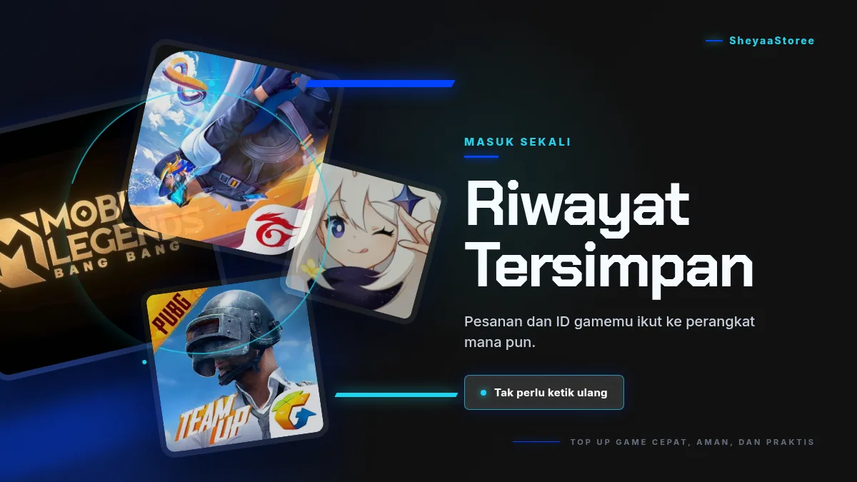 Riwayat pesanan dan ID game tersimpan di akun