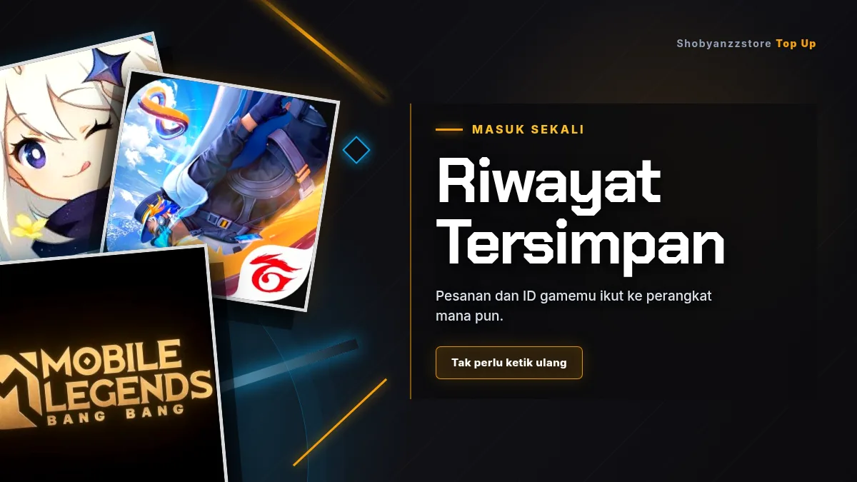 Riwayat pesanan dan ID game tersimpan di akun