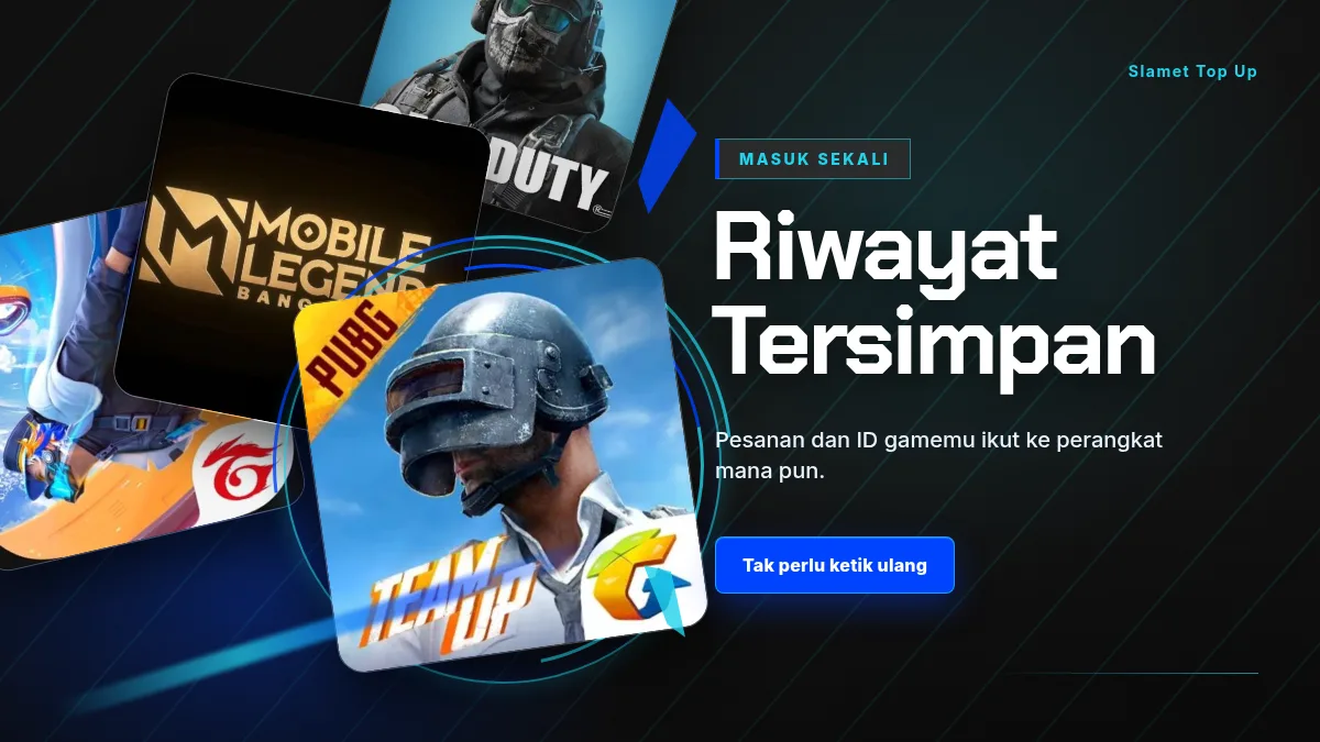 Riwayat pesanan dan ID game tersimpan di akun