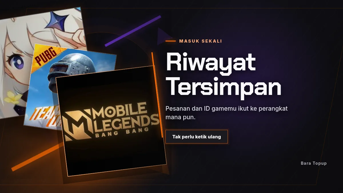 Riwayat pesanan dan ID game tersimpan di akun