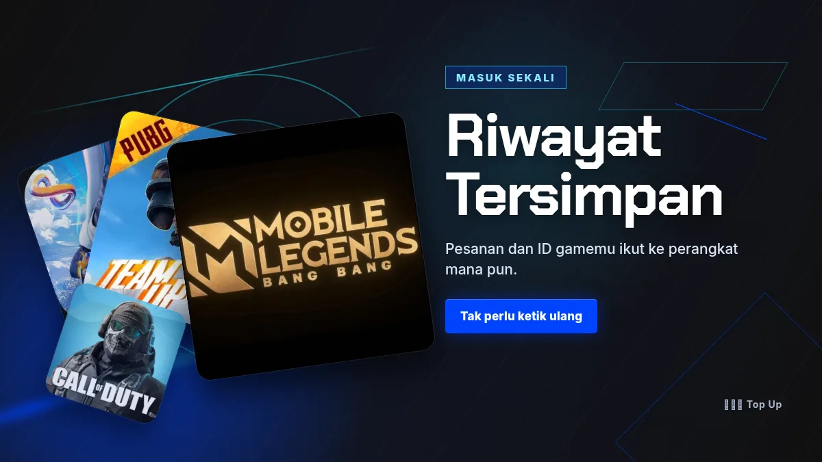 Riwayat pesanan dan ID game tersimpan di akun