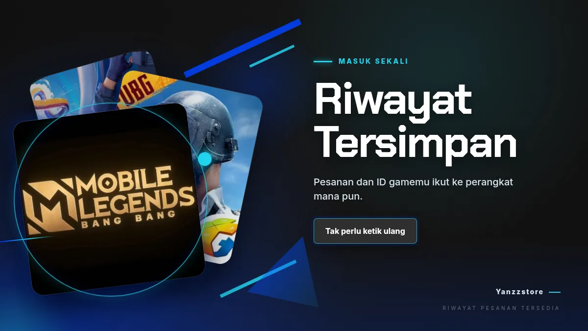 Riwayat pesanan dan ID game tersimpan di akun